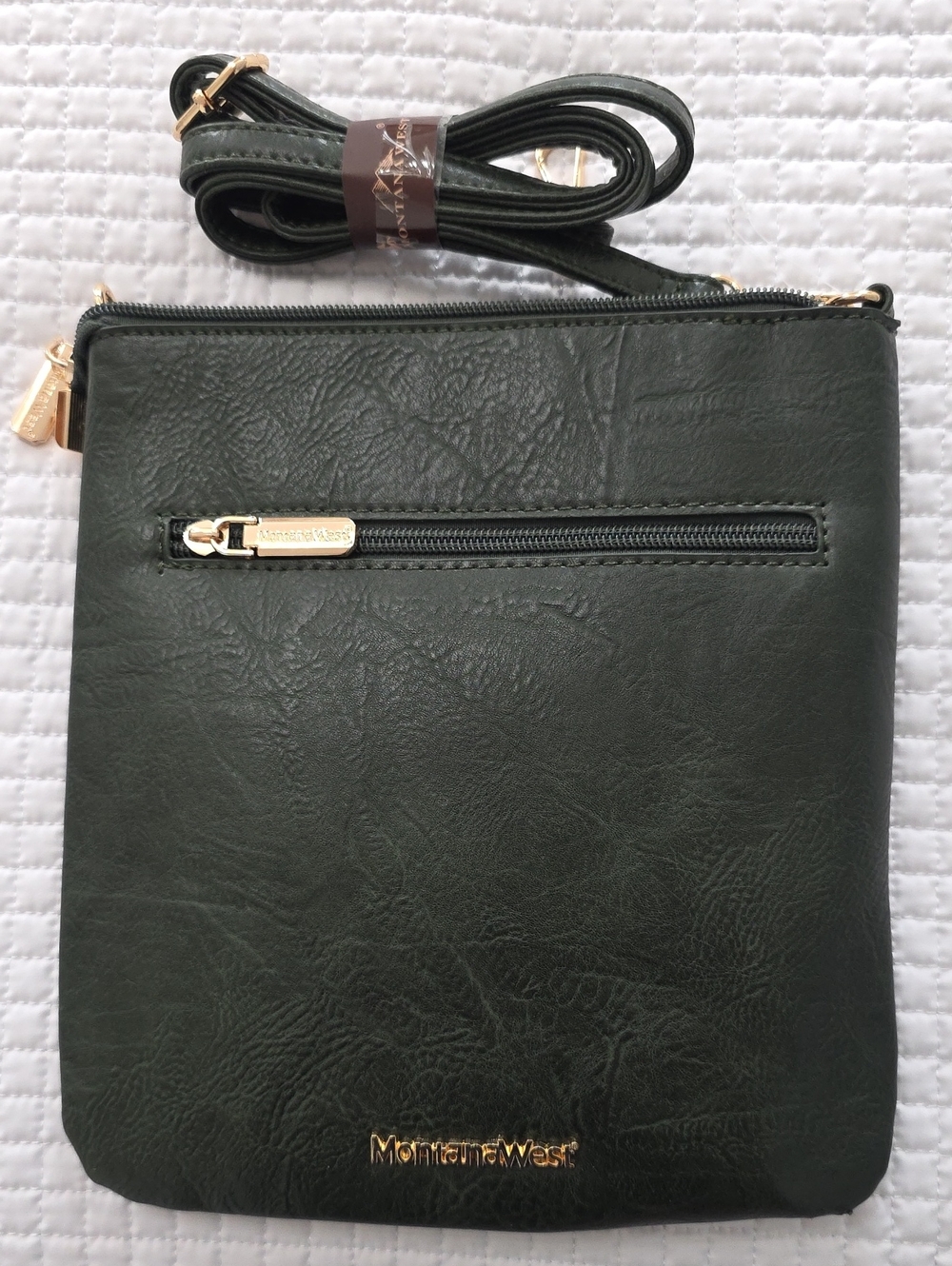 Montana West Dark Green Crossbody Bag with Gold Hardware